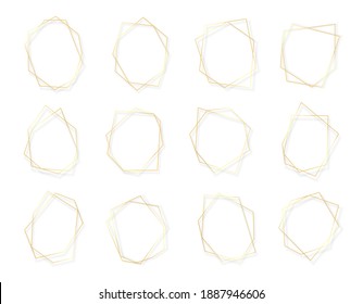 Simple and elegant golden geometric polygonal frame art deco style For wedding invitation card