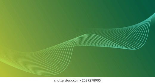 Simple and elegant gradient colored green background with artistic curvy lines. Suitable for backdrop, text placeholder, cover, wallpaper, and backdrop.