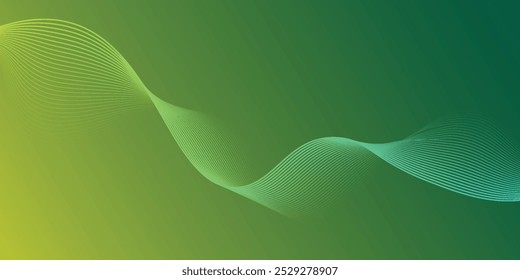 Simple and elegant gradient colored green background with artistic curvy lines. Suitable for backdrop, text placeholder, cover, wallpaper, and backdrop.