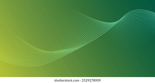 Simple and elegant gradient colored green background with artistic curvy lines. Suitable for backdrop, text placeholder, cover, wallpaper, and backdrop.