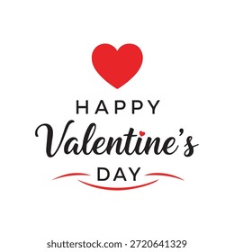 Un gráfico sencillo y elegante que celebra el Día de San Valentín. Cuenta con un audaz corazón rojo en la parte superior, con las palabras 'FELIZ DÍA DE SAN VALENTÍN' escritas a continuación en una fuente elegante y cursiva. El texto es predominantemente negro, con 'San Valentín' resaltado en un tono más suave de rojo, agregando un toque de romance. El fondo es blanco liso, haciendo que el corazón rojo y el texto negro destaquen prominentemente.