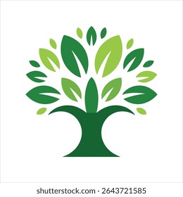 Simple and elegant green tree logo design representing growth nature and environment