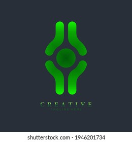 Einfache, elegante, grüne, vertikale Vektorgrafik-Logo-Designvorlage