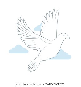 Um simples e elegante esboço desenhado à mão ilustração de uma pomba, simbolizando paz, esperança e liberdade. Perfeito para vários projetos de design.