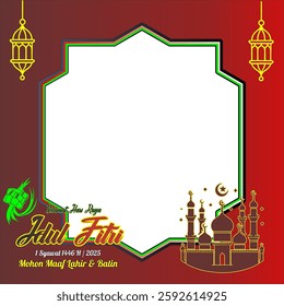 A simple and elegant Happy Eid al-Fitr 1446 H (Selamat Idul fitri 1446 H) twibbon with a minimalist vector design. Perfect for celebrating Eid with a clean and modern look. 