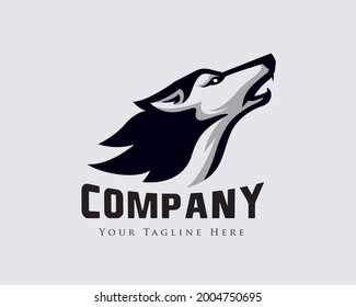 simple elegant head wolf howling drawing art logo design illustration inspiration