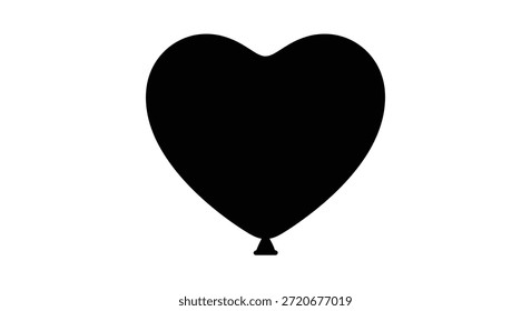 Um balão simples e elegante em forma de coração é apresentado como uma impressionante silhueta preta.