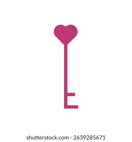 Simple and elegant heart-shaped key icon, perfect for love, secrets, dating apps, or relationship themes.