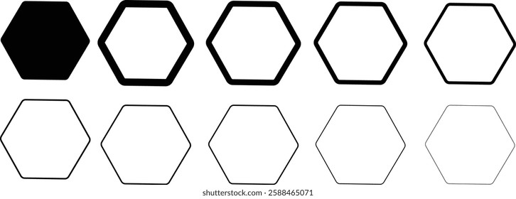 Simple and Elegant Hexagon Shape Icons for Digital and Print Use