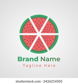 simple and elegant high angle view flat vector of fresh cut watermelon fruit