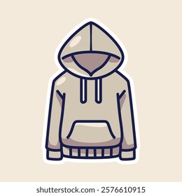 Simple and elegant hoodie illustration with neutral tones and a clean design. Perfect for fashion branding, casual style projects, and more.