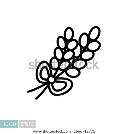 A simple, elegant icon of wheat spikelets, a key symbol of the harvest season. This illustration is perfect for conveying themes of abundance and the bounty of nature for Thanksgiving designs.
