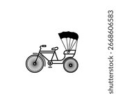 A simple, elegant illustration of a classic rickshaw. Perfect for travel, transport, or Asian culture themes.