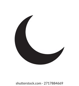 a simple and elegant illustration of a crescent moon. The moon is shown in black against a white background, forming a half-circle shape. The design is minimalistic and clean, making it suitable for various applications such as logos, icons, or decorative elements.