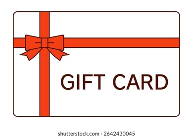 Uma ilustração simples e elegante de um cartão de presente decorado com uma fita vermelha. Perfeito para promoções, celebrações, recompensas e ocasiões especiais como aniversários ou aniversários.