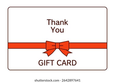 Uma ilustração simples e elegante de um cartão de presente decorado com uma fita vermelha. Perfeito para promoções, celebrações, recompensas e ocasiões especiais como aniversários ou aniversários.