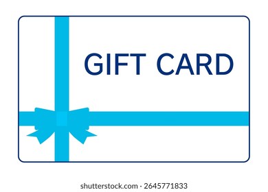 Uma ilustração simples e elegante de um cartão de presente decorado com uma fita azul clara. Perfeito para promoções, celebrações, recompensas e ocasiões especiais como aniversários ou aniversários.