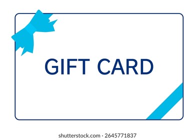 Uma ilustração simples e elegante de um cartão de presente decorado com uma fita azul clara. Perfeito para promoções, celebrações, recompensas e ocasiões especiais como aniversários ou aniversários.