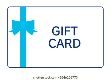 Uma ilustração simples e elegante de um cartão de presente decorado com uma fita azul clara. Perfeito para promoções, celebrações, recompensas e ocasiões especiais como aniversários ou aniversários.
