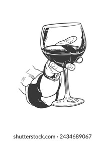 A simple and elegant illustration of a hand holding a glass of wine.