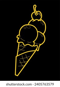 ilustración simple y elegante de helado con líneas doradas, lo mejor para imprimir en pantalla diseños en camisetas, sudaderas, capuchas y marcas comerciales