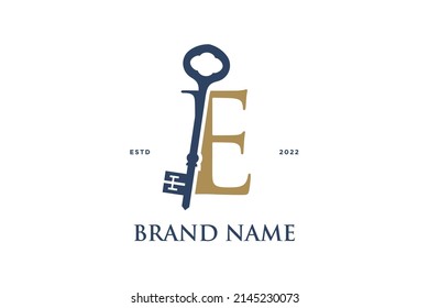 Diseño de logotipo de Ilustración simple y elegante Diseño inicial E Combinar con clave.