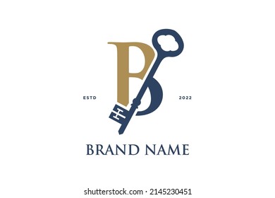 Diseño de logotipo de Ilustración simple y elegante Diseño inicial B Combinar con clave.