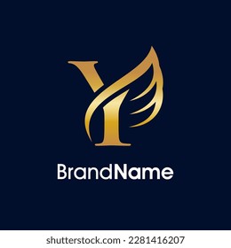 Simple and Elegant Illustration Logo Design Initial Y combine with Wing. Gold color make your company look Luxury and the logo can work as well in small size.
