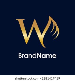 Einfache und elegante Illustration Logo Design Initial W kombiniert mit Wing. Gold Farbe macht Ihr Unternehmen aussehen Luxury und das Logo kann auch in kleinen Größen funktionieren.