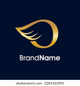 Simple and Elegant Illustration Logo Design Initial O combine with Wing. Gold color make your company look Luxury and the logo can work as well in small size.