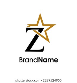 Simple Elegant Illustration logo design Initial Z Combine with star in gold color. Logo can use for any industry and work as well in small size.