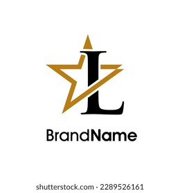Diseño de logotipo de Ilustración Sencilla Diseño inicial L Combine con estrella de color dorado. El logotipo puede utilizarse para cualquier sector y funcionar también en pequeñas dimensiones.