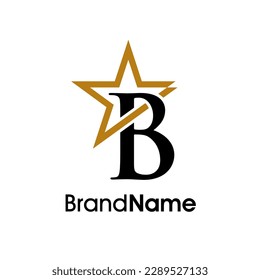 Diseño del logotipo de la Ilustración Sencilla Elegante Diseño Inicial B Combine con estrella de color dorado. El logotipo puede utilizarse para cualquier sector y funcionar también en pequeñas dimensiones.