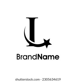 Simple and Elegant Illustration logo design Initial L Combine with flying star in black color. Logo good for your any industry and logo can work as well in small size.