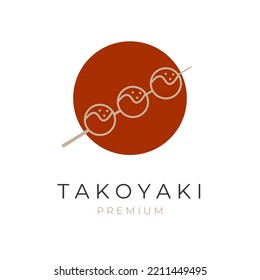 Logo de ilustración simple y elegante de la comida japonesa takoyaki