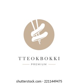 Simple and elegant illustration logo korean street food tteokbokki