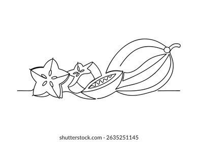 Simples ilustração elegante de uma estrela de fruta em um único desenho de linha contínua