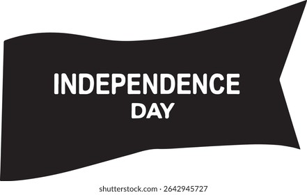 Simple and elegant independence day banner illustration featuring the words independence day in bold white lettering over a black flag.