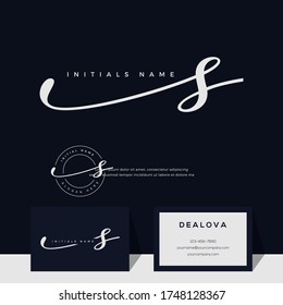 simple elegant initial handwriting letter S. Luxury vector logotype with business card template