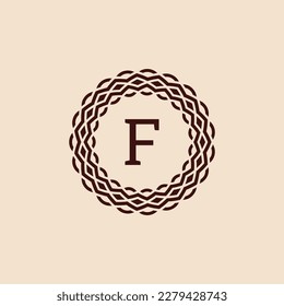 letra inicial simple y elegante logotipo de marco de círculo ornamental F