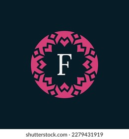 letra inicial simple y elegante logotipo de marco floral de círculo ornamental