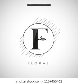 Simple Elegant Initial Letter Type F With Leaf Logo Sign Symbol Icon