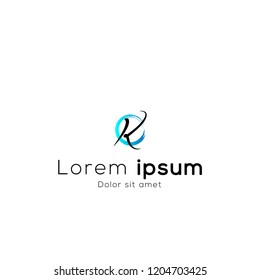 Simple Elegant Initial Letter Type K R Logo Sign Symbol Icon, background of wave circles
