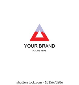 Simple Elegant Initial Letter Type A Logo Sign Symbol Icon with 
snow peaks .suitable for mountain and outdoor activity logos .Red and grayscale color