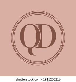 Simple Elegant Initial Letter Type QD Logo Sign Symbol Icon, Logo Design Template