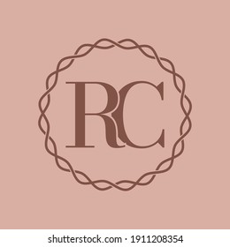 Simple Elegant Initial Letter Type RC Logo Sign Symbol Icon, Logo Design Template