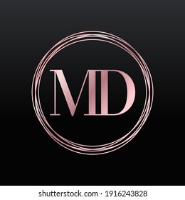 Simple Elegant Initial Letter Type MD Logo Sign Symbol Icon, Logo Design Template