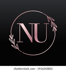 Simple Elegant Initial Letter Type NU Logo Sign Symbol Icon, Logo Design Template