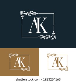 Simple Elegant Initial Letter Type AK Logo Sign Symbol Icon, Logo Design Template