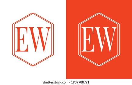 Simple Elegant Initial Letter Type EW Logo Sign Symbol Icon, Usable for Business and Branding Logos. Flat Vector Logo Design Ideas Template Element. Eps10 Vector
